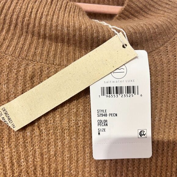 NWT Saltwater Luxe Cozy Sweater Pecan Dropped Shoulder Medium Chic Turtleneck - Picture 7 of 8